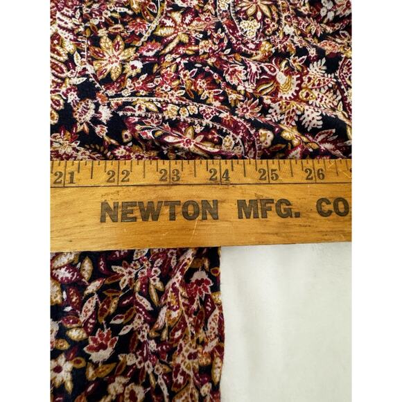 Lucky Brand 3X Top Tunic Shirt Floral Blue Gold Burgundy Boho Peasant LagenLook - Picture 6 of 10